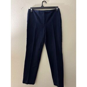 Talbots Newport Navy Blue Straight Leg Cotton Blend Trousers Womens Size 8 A913
